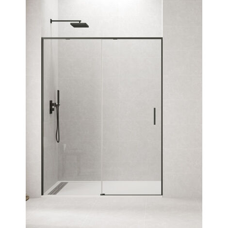 Mampara de ducha frontal ALLSTONE CETUS 1+1, sin perfil inferior 170-175 cm perfíl Negro (1/3)