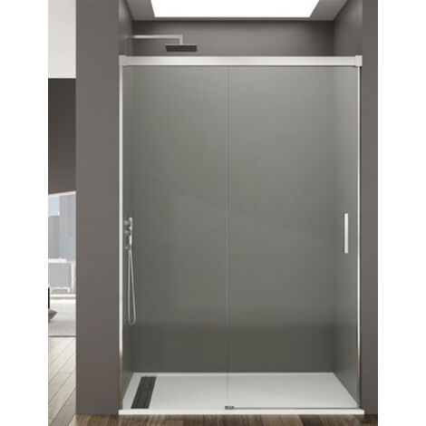 Mampara de ducha Frontal ALLSTONE BASIC 1+1, sin perfil inferior 5 colores de perfilería, 2 tipos de cristal de 6mm en Aluminio  perfil Cromo 125-130 cm cristal Transparente (1/3)