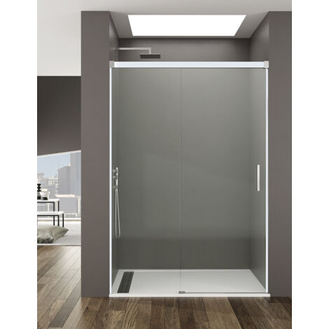Mampara de ducha Frontal ALLSTONE BASIC 1+1, sin perfil inferior 5 colores de perfilería, 2 tipos de cristal de 6mm en Aluminio perfil Blanco 165-170 cm cristal Transparente (1/3)