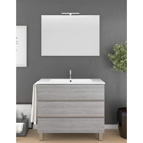 MUEBLE DE BAÑO ARAE CON LAVABO, ESPEJO Y TOALLERO GRIS CENIZA 70CM