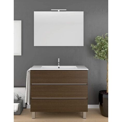 MUEBLE DE BAÑO ARAE CON LAVABO, ESPEJO Y TOALLERO MARRÓN 70CM
