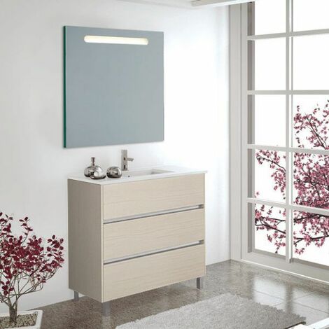 Mueble de baño Imperia 3 piezas con lavabo y espejo. Se envía montado 75CM Crema