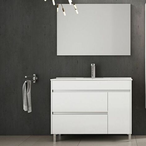 Mueble de baño Caprera 3 piezas – mueble, lavabo + espejo. Se envía montado 60CM Blanco brillo