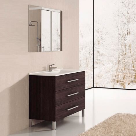 Mueble de baño Ribera con lavabo y espejo. Se envía montado 70CM Roble Sinatra