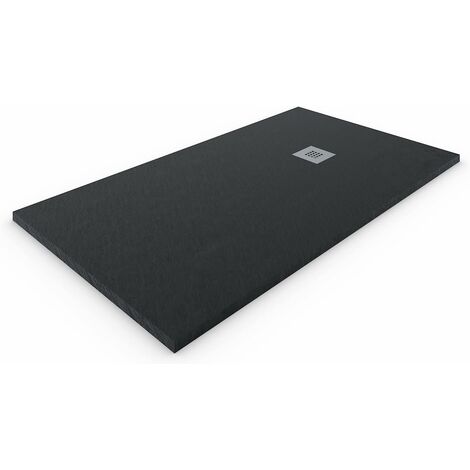 Plato de ducha de Resina Extraplano ALLSTONE - Todas las medidas - 6 colores - Válvula y rejilla de regalo - Negro Ral. 9005 75X180 CM