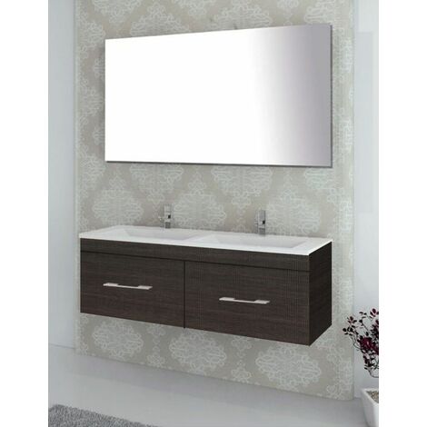 Conjunto de Baño Suspendido Florencia cajones - 8 colores distintos -14 medidas - incluye mueble, lavabo y espejo - Roble Sinatra 120 x 45 cm 2 Senos (1/3)