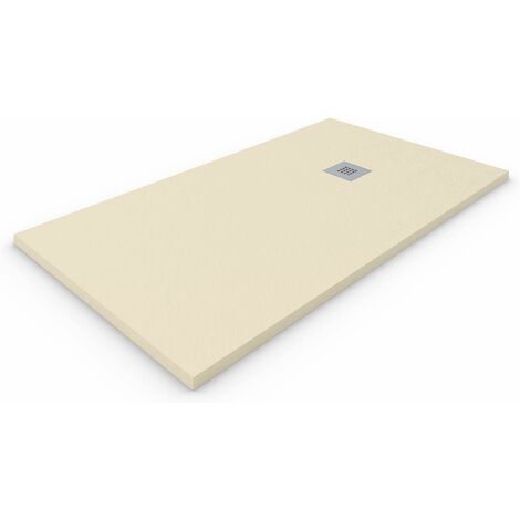 Plato de ducha de Resina Extraplano ALLSTONE - Todas las medidas - 6 colores - Válvula y rejilla de regalo - Crema Ral. 1015 90X130 CM (1/5)