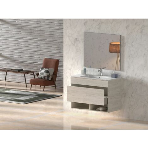 Mueble de baño con Lavabo incluido de Cerámica 2 puertas - Mueble Montado -  Ancho 60 cms - Hera - Modelo LUUP