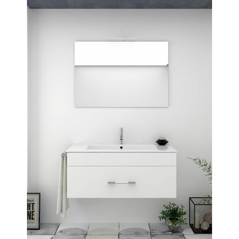 Conjunto de Baño Suspendido Florencia cajones - 8 colores distintos -14 medidas - incluye mueble, lavabo y espejo - Blanco 70 x 45 cm