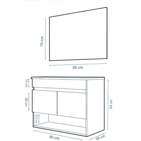 Mueble de Baño BAHIA incluye lavabo y espejo 60x35Cm Estepa