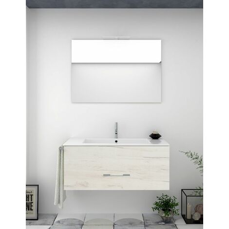 Conjunto de Baño Suspendido Florencia cajones - 8 colores distintos -14 medidas - incluye mueble, lavabo y espejo - Blanco nórdico 70 x 45 cm (1/3)