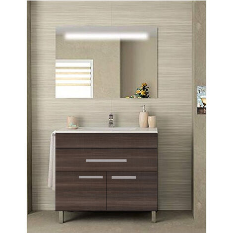 Conjunto de Baño Bahia 2 puertas y un cajón - 7 colores distintos -15 medidas - incluye mueble, lavabo y espejo - Fresno Tea 120 x 45 cm 2 Senos