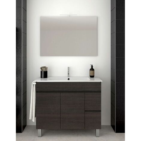 Conjunto de Baño Isquia 2 cajones y dos puertas - 7 colores distintos -15 medidas - incluye mueble, lavabo y espejo - Roble Sinatra 120 x 45 cm 1 Seno (1/3)