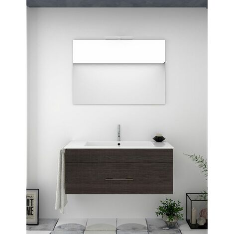 Conjunto de Baño Suspendido Florencia cajones - 8 colores distintos -14 medidas - incluye mueble, lavabo y espejo - Roble Sinatra 60 x 35 cm