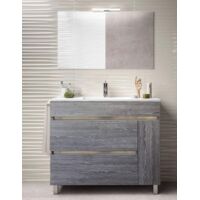 MUEBLE PARA BAÑO DE DISEÑO HÉMERA CON LAVABO, ESPEJO Y TOALLERO GRIS CENIZA 80CM