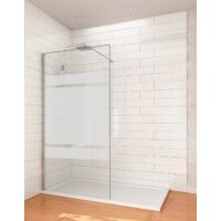 Mampara de ducha con cristal fijo modelo Walk-in. Reversible. perfíl negro 100CM SERIGRAFIADO