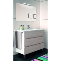 MUEBLE DE BAÑO ARAE CON LAVABO, ESPEJO Y TOALLERO COMBI: GRIS CENIZA Y BLANCO 70CM