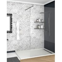 PLATO DE DUCHA DE RESINA CON MARCOS LATERALES TEXTURA PIZARRA BLANCO, VÁLVULA INCLUIDA 80X100 Ral 9003