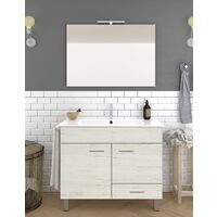 Conjunto de Baño Samos 2 puertas y un cajón - 7 colores distintos -15 medidas - incluye mueble, lavabo y espejo - Blanco nórdico 120 x 45 cm 1 Seno