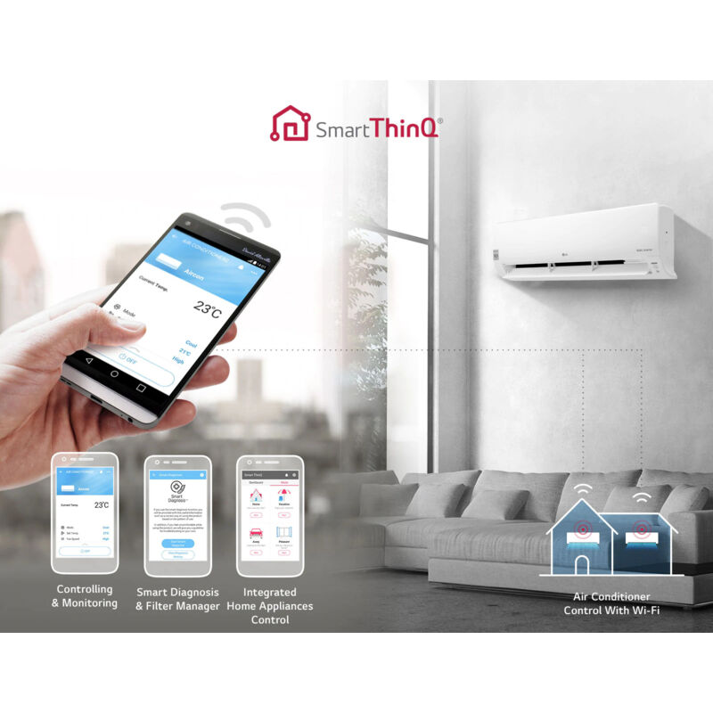 Climatiseur LG Libero Mono Split 12000 BTU A++ A+ - Kit D'installation 5m Inclus