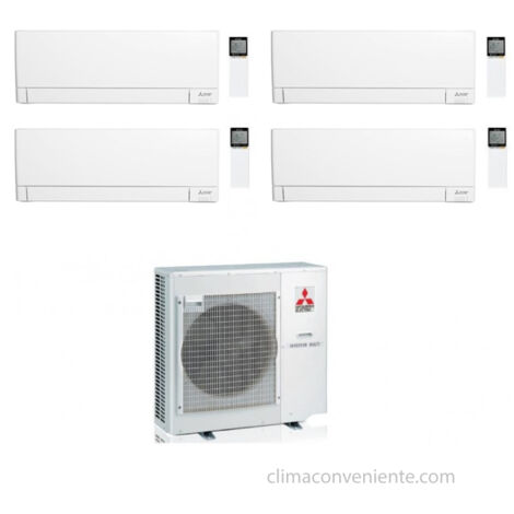 Climatiseur Quadri Split Réversible Mitsubishi Electric AY A++/A+ 9000 + 9000 + 9000 + 12000 BTU Inverter (MXZ-4F72VF + MSZ-AY25VGKP + MSZ-AY25VGKP + MSZ-AY25VGKP + MSZ-AY35VGKP)