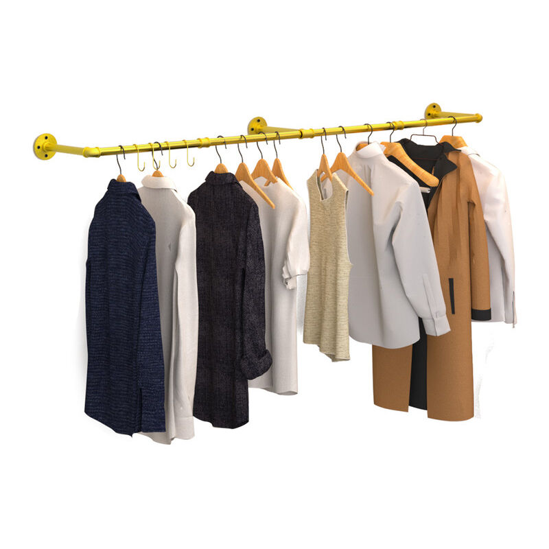 Porte-Manteau Mural L 60 Cm Beige – Tringle Industriel Robuste 60 Kg – Gain De Place Chambre Salon Salle De Bain