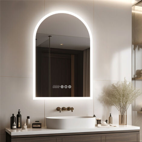 Luvodi – Miroir lumineux salle de bain 90x60cm – Éclairage LED réglable – Anti-buée – Indice de rendu des couleurs 95% – IP65
