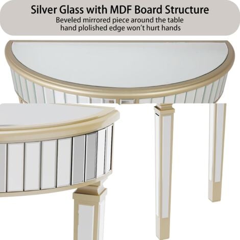 Console Meuble Entrée Salon: Petite Table Console Design en Verre Miroir Meuble d'Appoint pour Chambre Couloir - 90x35x80.5cm