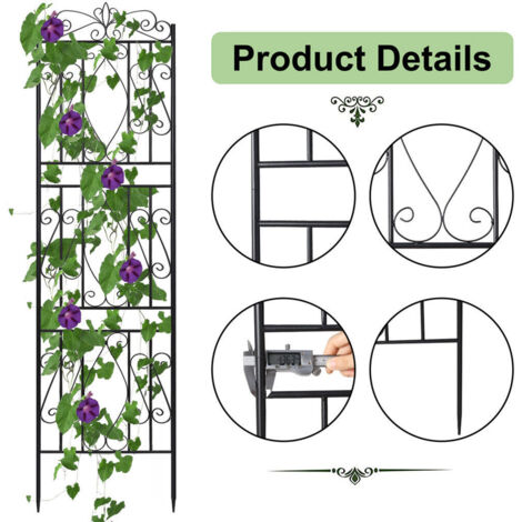 Treillis Jardin 2 Piece Treillis pour Plantes Grimpantes Metal à Planter Grille Arceaux Rosiers Grimpant Clôtures Décoratives Exterieur Tuteur Jardiniere
