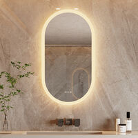 Luvodi – Miroir lumineux de salle de bain 80x50cm – Éclairage LED intégré – Anti-buée – 3 couleurs d'éclairage – Installation verticale/horizontale