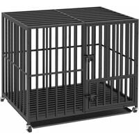 Cage pour Chien Grande Taille Cages de Transport Chien à Roulette avec 3 Portes L 95 x 81 x 57 CM
