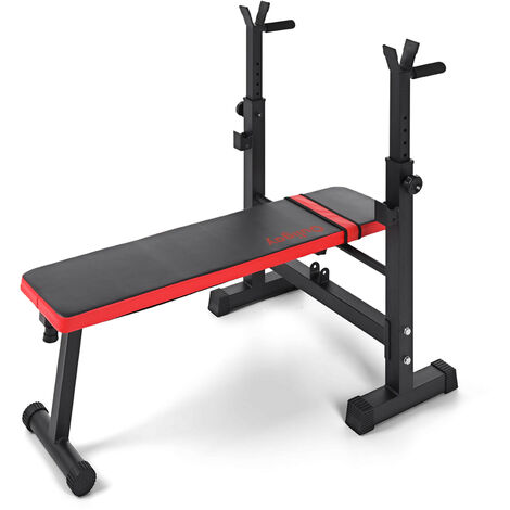Ouligay Folding weight bench Workout bench with barbell rack Flat bench Fitness station