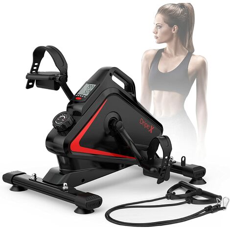 YOLEO Mini Magnetic Exercise Bike (2021 Upgraded New Version), Adjustable Resistance Under Desk Elliptical Pedal Exerciser With LCD Monitor, Leg Arm Fitness Home Trainer