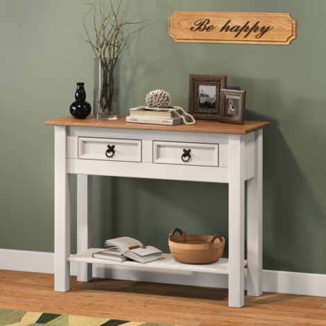 Corona White 2 Drawer Console Table (1/2)