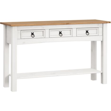 Corona White 3 Drawer Console Table