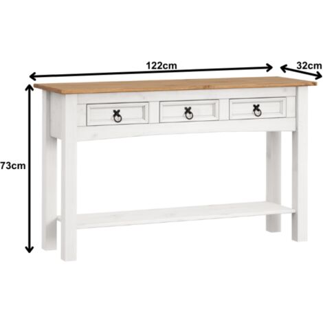 Corona White 3 Drawer Console Table