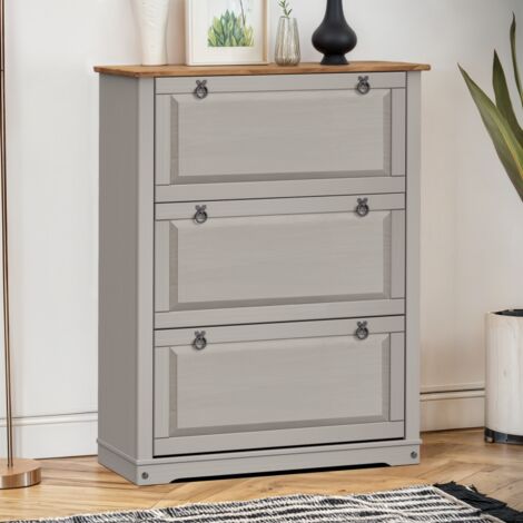 Corona Grey Wax 3 Shelf Shoe Chest (1/5)