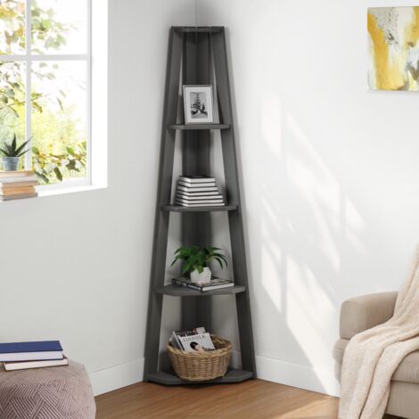 Corona Charcoal Corner Ladder Bookcase (1/5)