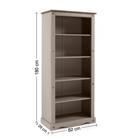 Corona Grey Wax Large Bookcase