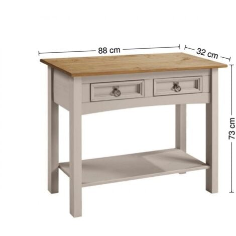 Corona Grey Wax 2 Drawer Console Table
