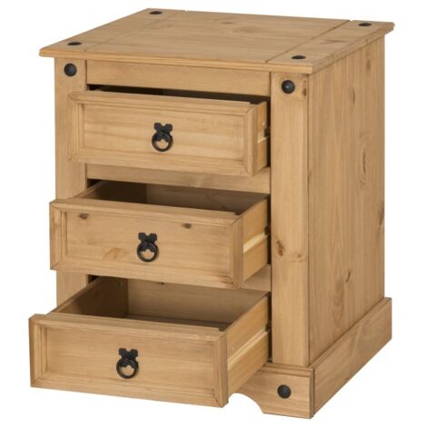 Corona 3 Drawer Bedside