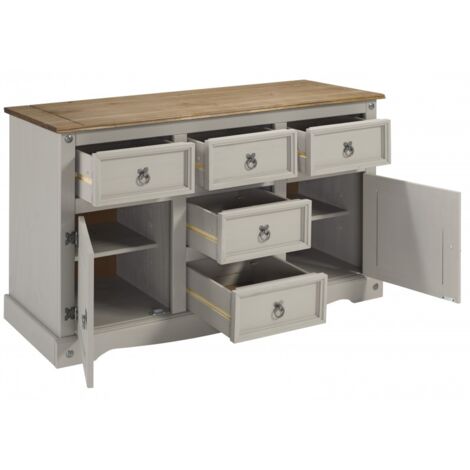 Corona Grey Wax Large Sideboard