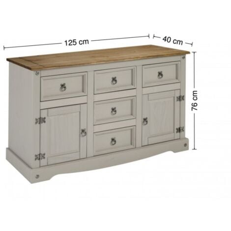 Corona Grey Wax Large Sideboard
