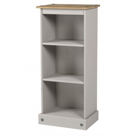 Corona Grey Wax Low Narrow Bookcase (1/4)