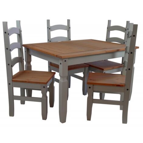 Corona Grey Wax 4'0" Dining Table & 4 Chairs (1/5)