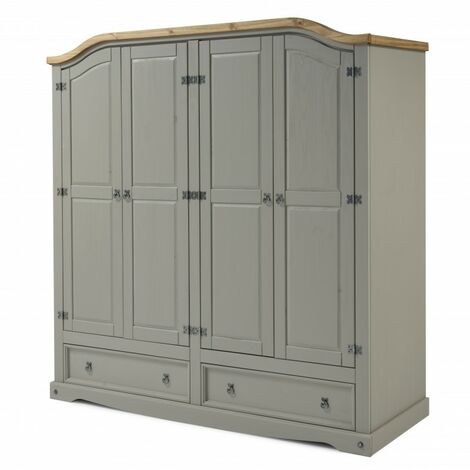 Corona Grey Wax 4 Door 2 Drawer Wardrobe (1/3)