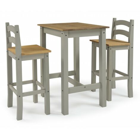 Corona Grey Wax Bistro Table and 2 Barstools (1/5)