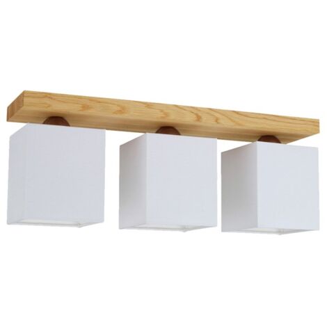 Plafonnier en Chêne huilé Design Carré Lumineux 3 Têtes INGER (1/3)