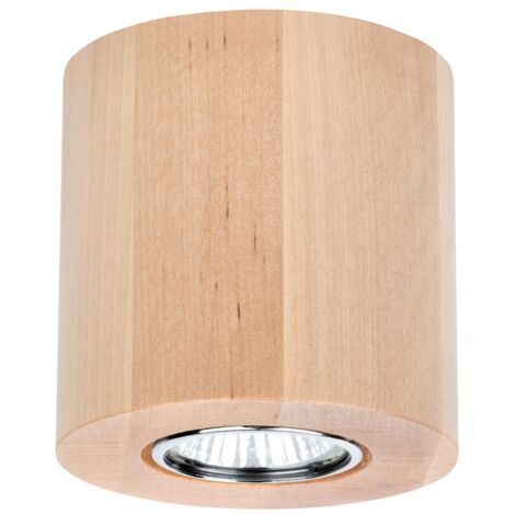 Plafonnier en Bouleau Naturel Design Cylindre pour 1 Ampoule WOODDREAM