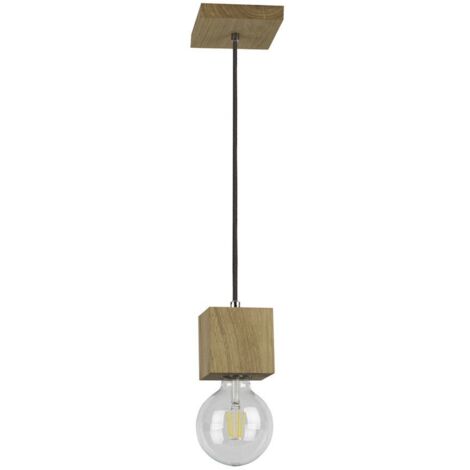 Suspension en Chêne huilé Design Scandinave 1 Tête TRONGO SQUARE (1/5)